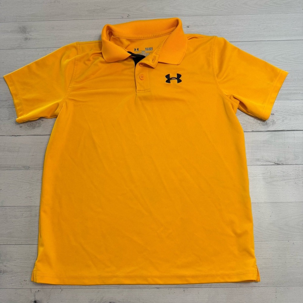 Under armour yellow gold polo shirt youth large
